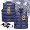 Baltimore Ravens Unisex Puffer Vest Sleeveless Down Jacket- Purple / Lamar Jackson - 8