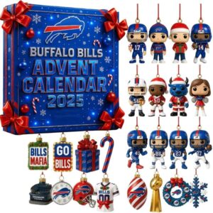 Buffalo Bills Advent Calendar Acrylic Hanging Decor Box NFL Christmas Countdown