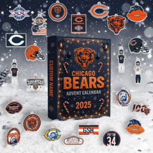 Chicago Bears Advent Calendar Acrylic Hanging Decor Box 2025 - Christmas Gift