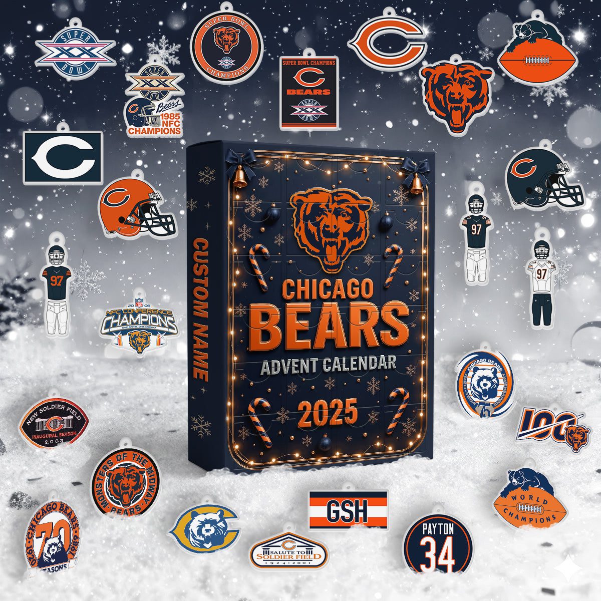 Chicago-Bears-Advent-Calendar-Acrylic-Hanging-Decor-Box-2025-Christmas-Gift Chicago Bears Advent Calendar Acrylic Hanging Decor Box 2025 - Christmas Gift
