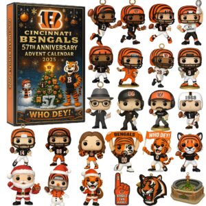 Cincinnati Bengals Advent Calendar Acrylic Hanging Decor Box 2025