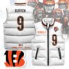 Cincinnati Bengals Unisex Puffer Vest Sleeveless Down Jacket- White / Joe Burrow - 9