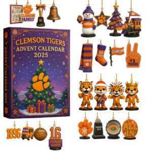Clemson Tigers Advent Calendar Acrylic Hanging Decor Box 2025