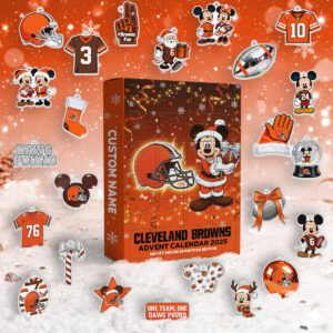 Cleveland Browns Advent Calendar Acrylic Hanging Decor Box - Gift For Fan