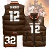 Cleveland Browns Unisex Puffer Vest Sleeveless Down Jacket- Brown / Shedeur Sanders-12
