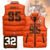 Cleveland Browns Unisex Puffer Vest Sleeveless Down Jacket- Orange / Myles Garrett-95