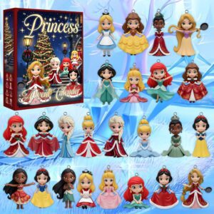 Disney Princess Advent Calendar Acrylic Hanging Decor Box Gift Christmas Countdown Box With Mini Princess 2D Ornaments
