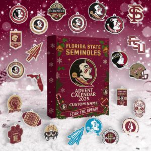 Florida State Seminoles Advent Calendar Acrylic Hanging Decor Box 2025 - Christmas Gift