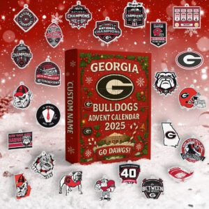 Georgia Bulldogs Advent Calendar Acrylic Hanging Decor Box 2025 - Christmas Gift