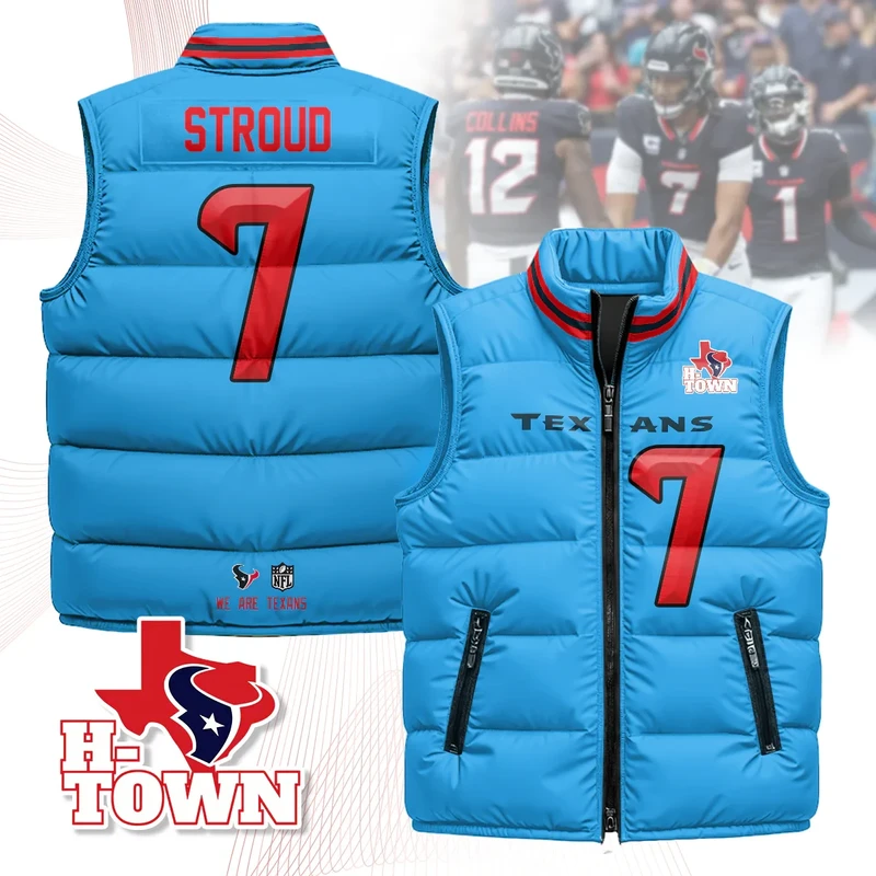 Houston-Texans-Unisex-Puffer-Vest-Sleeveless-Down-Jacket-Blue-C.-J.-Stroud-7 Houston Texans Unisex Puffer Vest Sleeveless Down Jacket- Blue / C. J. Stroud-7