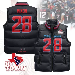 Houston Texans Unisex Puffer Vest Sleeveless Down Jacket- Navy / Joe Mixon-28