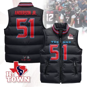 Houston Texans Unisex Puffer Vest Sleeveless Down Jacket- Navy / Will Anderson Jr.-51