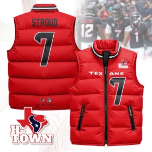 Houston Texans Unisex Puffer Vest Sleeveless Down Jacket- Red / C. J. Stroud-7