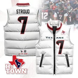 Houston Texans Unisex Puffer Vest Sleeveless Down Jacket- White / C. J. Stroud-7