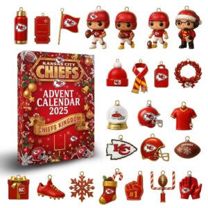 Kansan City Chiefs Advent Calendar Acrylic Hanging Decor Box 2025