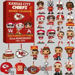 Kansas City Chiefs 2025 62nd Anniversary Advent Calendar Acrylic Hanging Decor Box