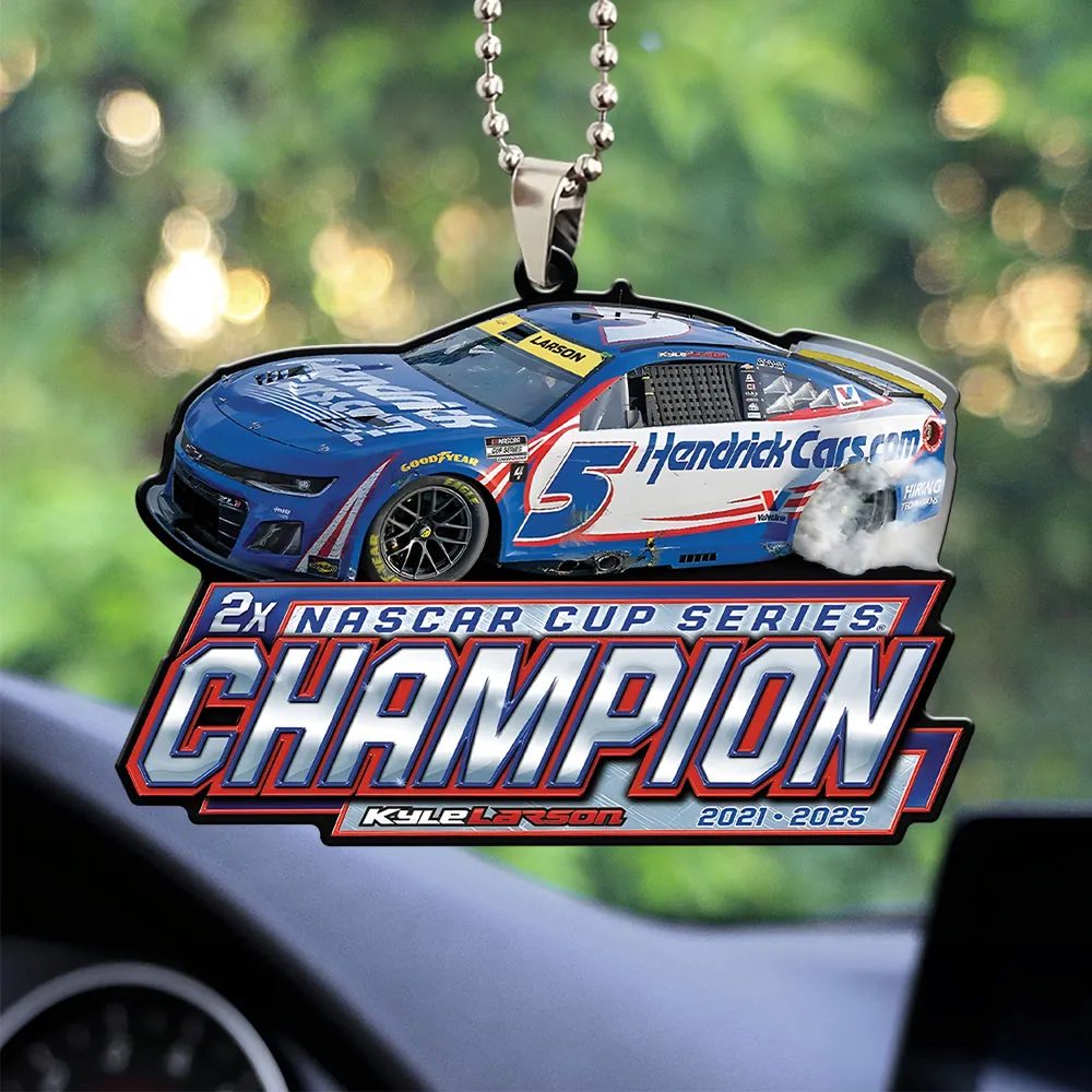Kyle Larson 2025 NASCAR Cup Series Champion Custom shape 2-sided Acrylic Car Ornament  KLCHAMP1010