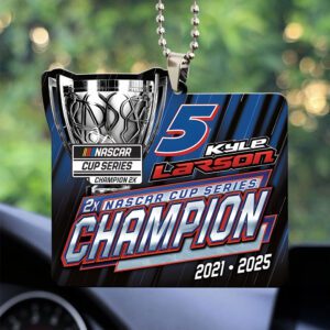 Kyle Larson 2025 NASCAR Cup Series Champion Custom shape 2-sided Acrylic Car Ornament  KLCHAMP1011