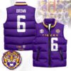 LSU Tigers Unisex Puffer Vest Sleeveless Down Jacket- Purple / Barion Brown - 6