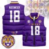 LSU Tigers Unisex Puffer Vest Sleeveless Down Jacket- Purple / Garrett Nussmeier - 18