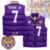 LSU Tigers Unisex Puffer Vest Sleeveless Down Jacket- Purple / Harold Perkins Jr. - 7