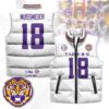 LSU Tigers Unisex Puffer Vest Sleeveless Down Jacket- White / Garrett Nussmeier - 18