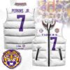 LSU Tigers Unisex Puffer Vest Sleeveless Down Jacket- White / Harold Perkins Jr. - 7