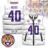 LSU Tigers Unisex Puffer Vest Sleeveless Down Jacket- White / Whit Weeks - 40