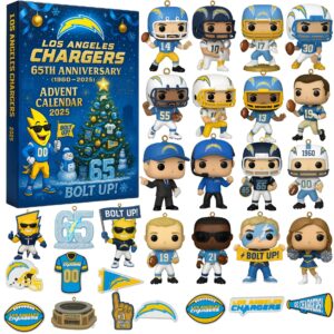 Los Angeles Chargers Advent Calendar Acrylic Hanging Decor Box 2025 65Th Anniversary