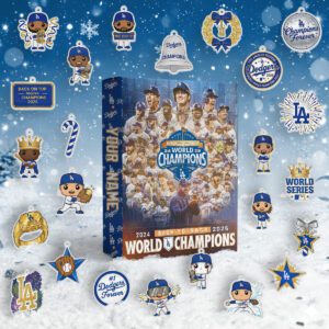 Los Angeles Dodgers 2025 World Series Champions Advent Calendar Acrylic Hanging Decor Box