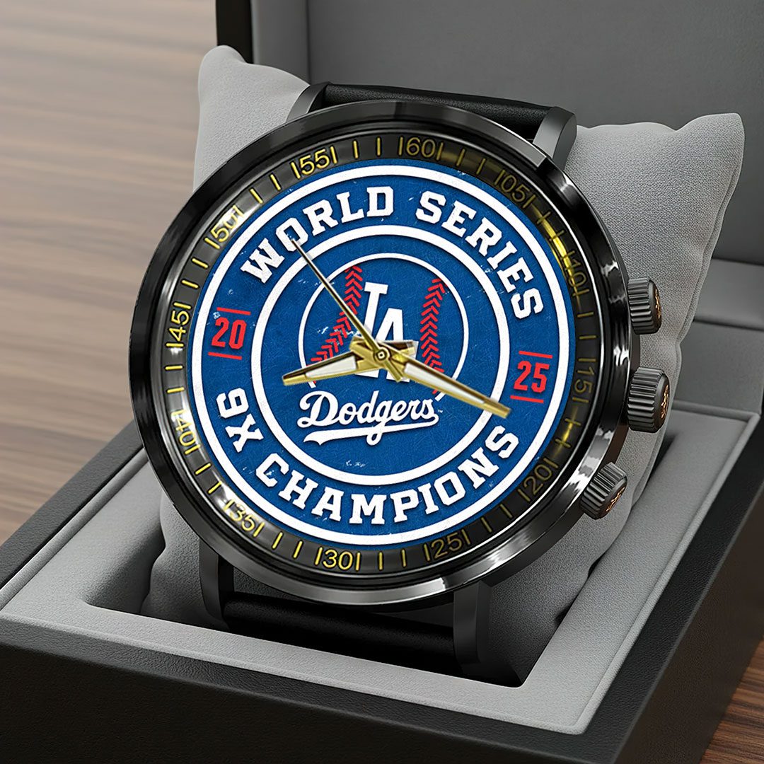 Los-Angeles-Dodgers-2025-World-Series-Champions-Black-Stainless-Steel-Watch-CHAMP1076-4