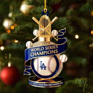 Los Angeles Dodgers 2025 World Series Champions Custom Shape 2-sided Acrylic Ornament CHAMP1046