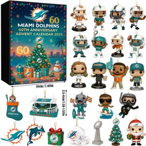 Miami Dolphins Advent Calendar Acrylic Hanging Decor Box 2025 60Th Anniversary - 24 Gifts Inside!