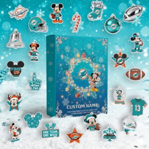 Miami Dolphins Advent Calendar Acrylic Hanging Decor Box - Gift For Fan
