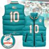 Miami Dolphins Unisex Puffer Vest Sleeveless Down Jacket- Aqua / Tyreek Hill - 10