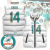 Miami Dolphins Unisex Puffer Vest Sleeveless Down Jacket- White / Quinn Ewers - 14