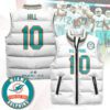 Miami Dolphins Unisex Puffer Vest Sleeveless Down Jacket- White / Tyreek Hill - 10
