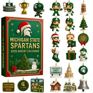 Michigan State Spartans Advent Calendar Acrylic Hanging Decor Box 2025