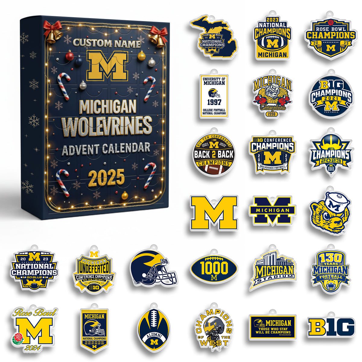 Michigan-Wolverines-Advent-Calendar-Acrylic-Hanging-Decor-Box-2025-Christmas-Gift Michigan Wolverines Advent Calendar Acrylic Hanging Decor Box 2025 - Christmas Gift
