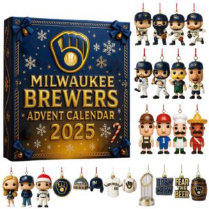 Milwaukee Brewers Advent Calendar Acrylic Hanging Decor Box 2025 55Th Anniversary