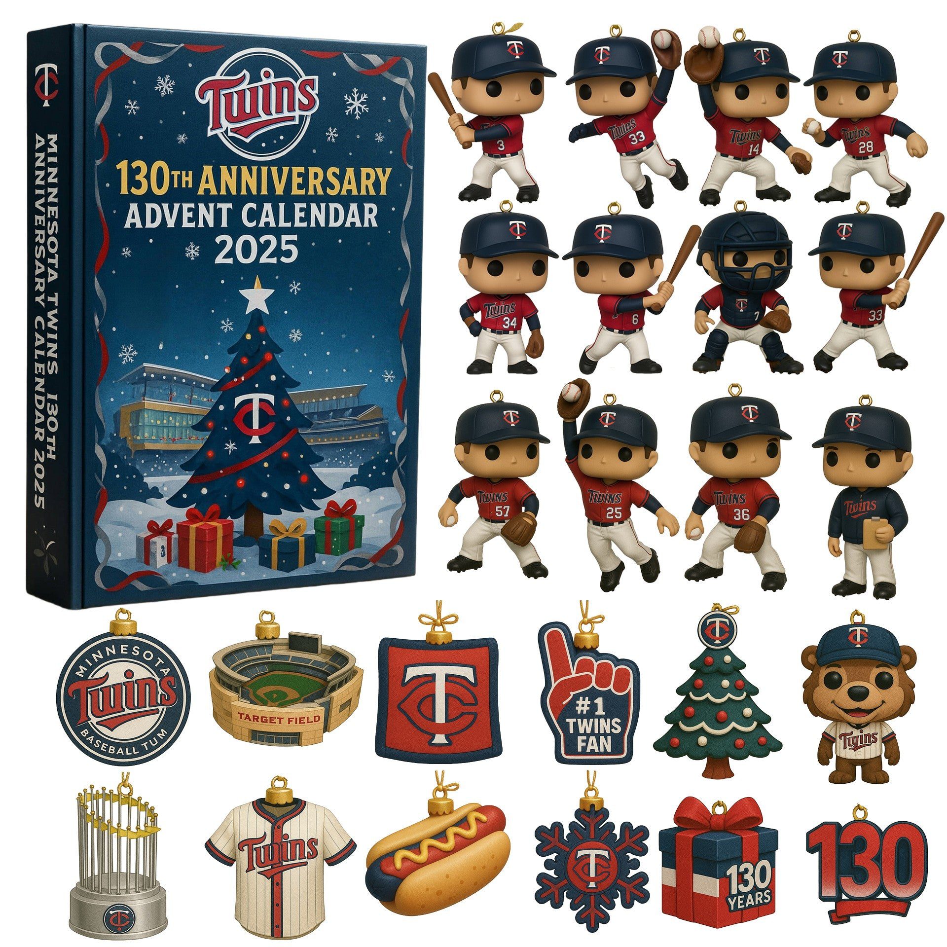 Minnesota-Twins-130Th-Anniversary-Advent-Calendar-Acrylic-Hanging-Decor-Box-2025 Minnesota Twins 130Th Anniversary Advent Calendar Acrylic Hanging Decor Box 2025