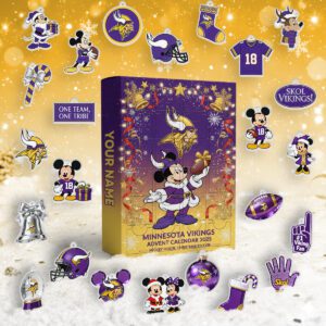 Minnesota Vikings Advent Calendar Acrylic Hanging Decor Box - Gift For Fan