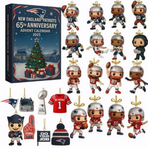 New England Patriots Advent Calendar Acrylic Hanging Decor Box 2025 - 65Th Anniversary Edition