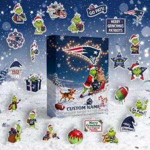 New England Patriots X Grinch 2025 Advent Calendar Acrylic Hanging Decor Box