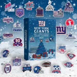 New York Giants Advent Calendar Acrylic Hanging Decor Box 2025 - Christmas Gift