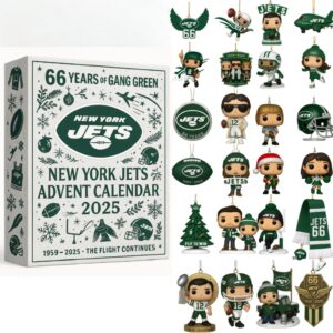 New York Jets Advent Calendar Acrylic Hanging Decor Box 2025 65Th Anniversary