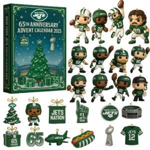 New York Jets Advent Calendar Acrylic Hanging Decor Box - The One With 24 Little Doors