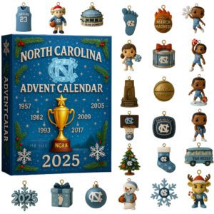 North Carolina Tar Heels Advent Calendar Acrylic Hanging Decor Box 2025