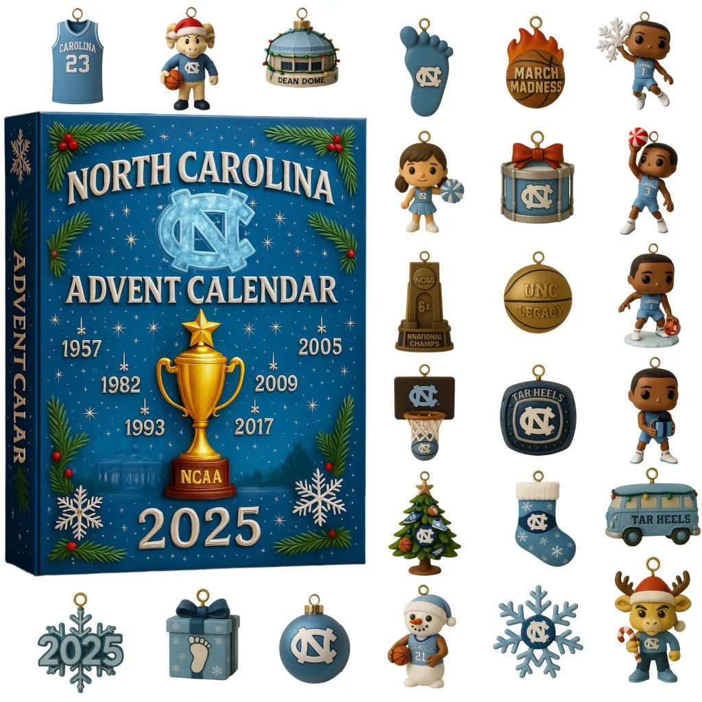 North-Carolina-Tar-Heels-Advent-Calendar-Acrylic-Hanging-Decor-Box-2025 North Carolina Tar Heels Advent Calendar Acrylic Hanging Decor Box 2025