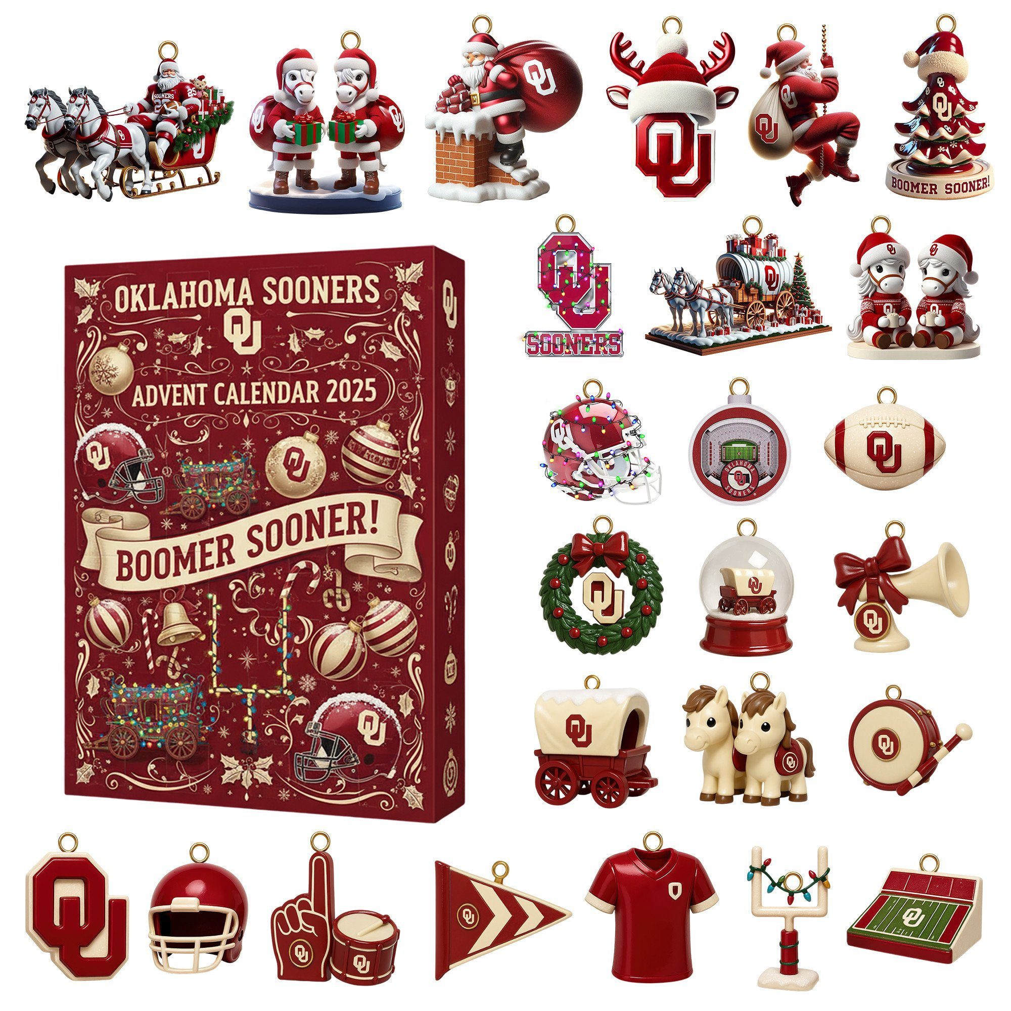 Oklahoma-Sooners-Premium-Advent-Calendar-Acrylic-Hanging-Decor-Box-2025 Oklahoma Sooners Premium Advent Calendar Acrylic Hanging Decor Box 2025